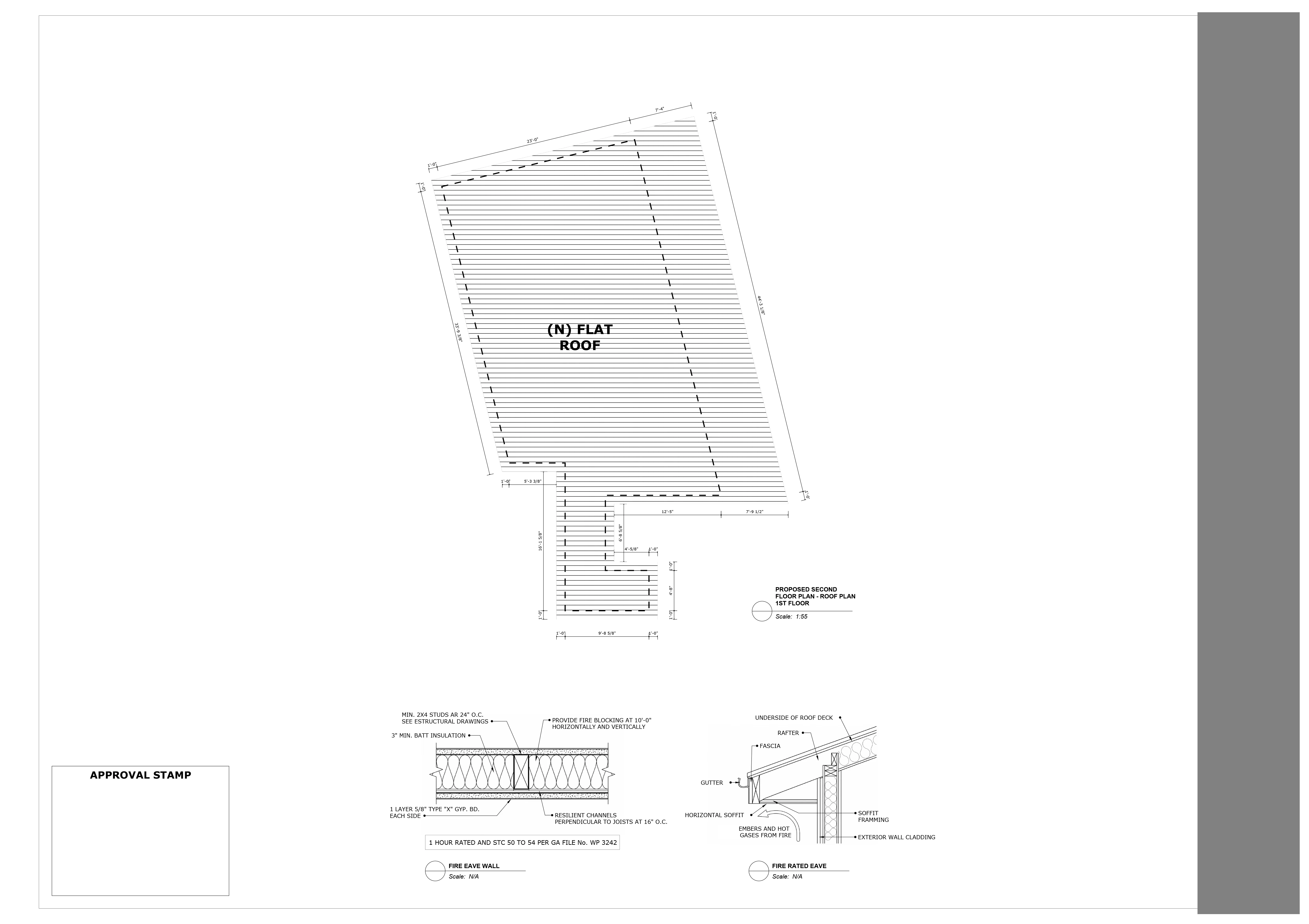 Roof plan with fire-rated eave detail