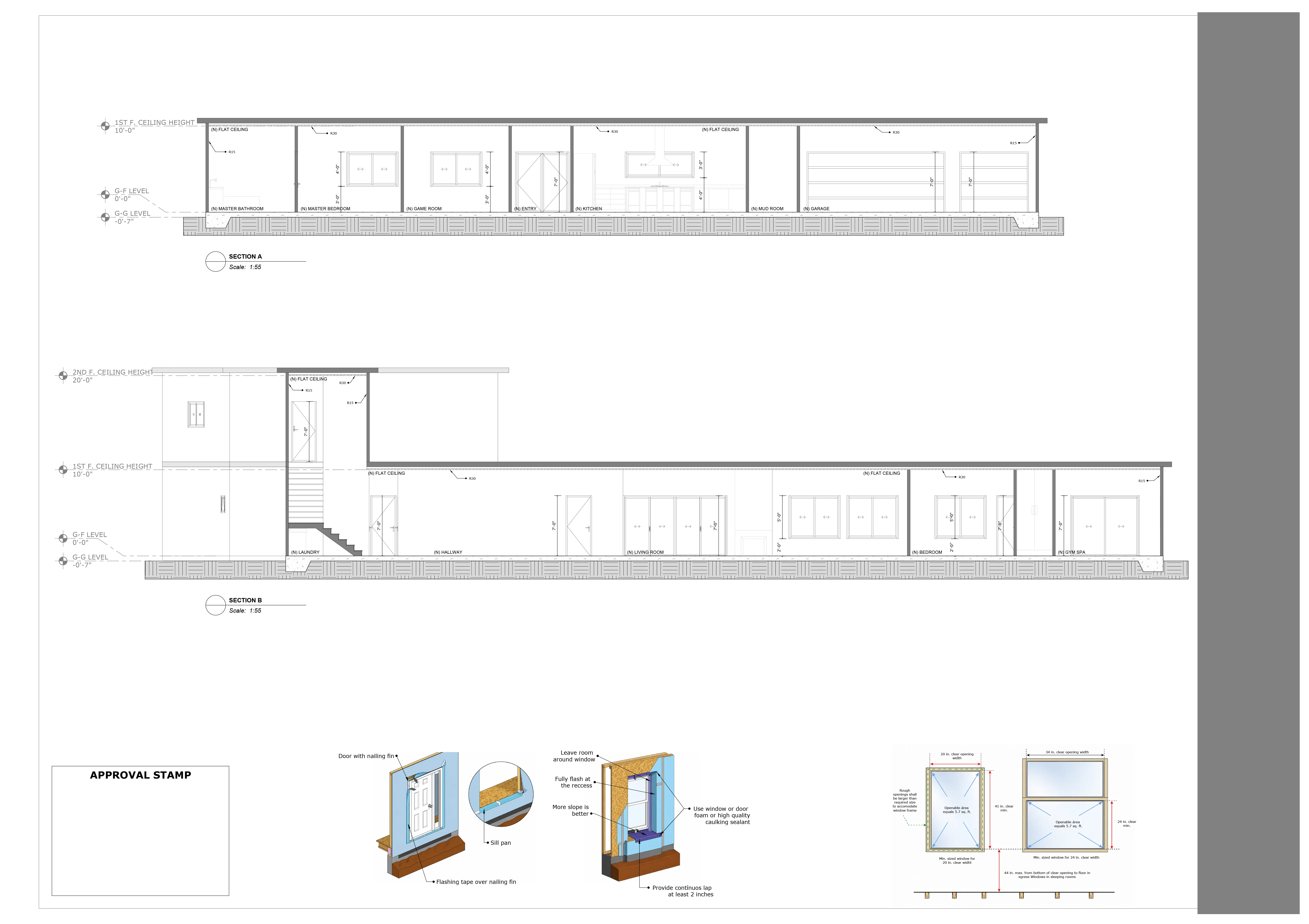 Building sections A and B